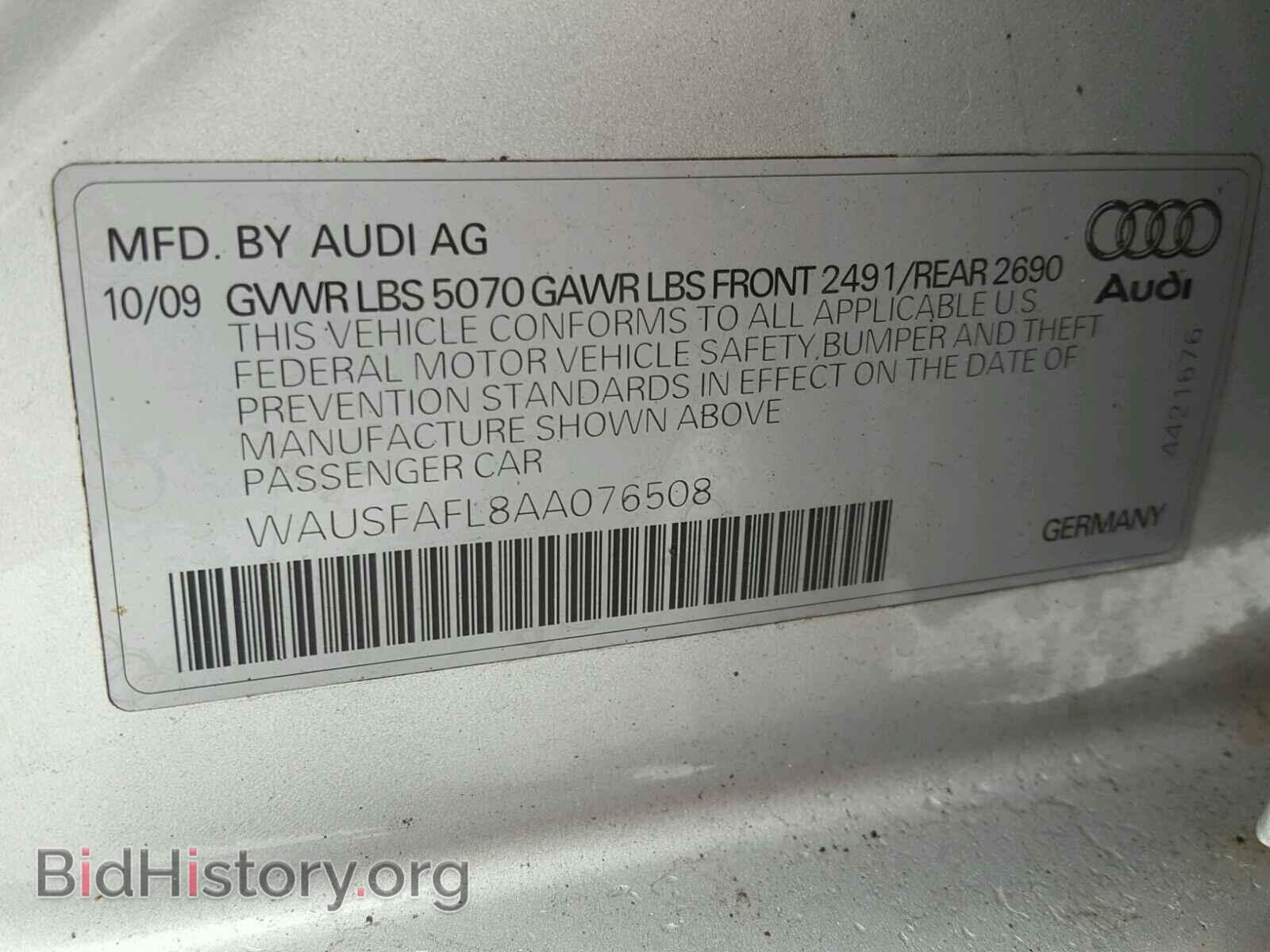 2010 AUDI A4 - VIN: WAUSFAFL8AA076508 - Фото 10