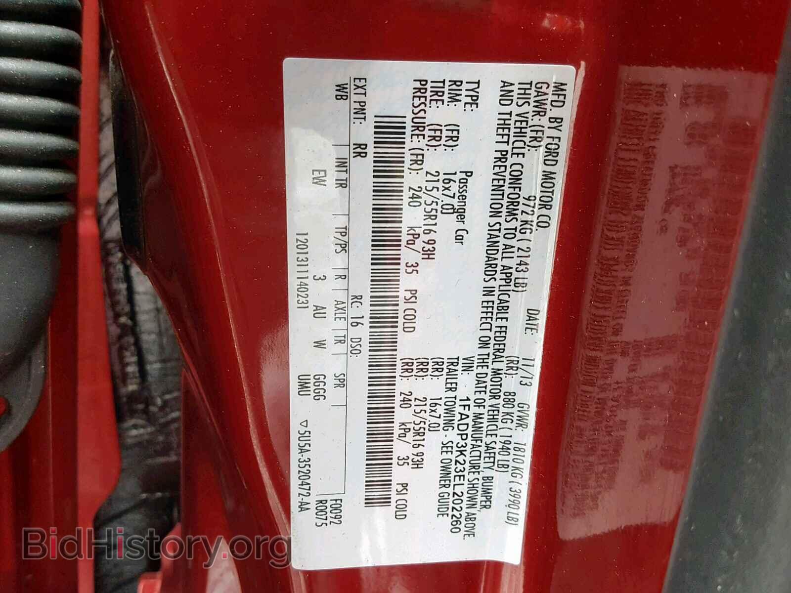 2014 FORD FOCUS SE - VIN: 1FADP3K23EL202260 - Фото 10