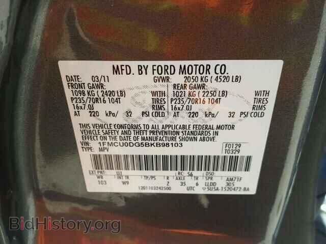 2011 FORD ESCAPE - VIN: 1FMCU0DG5BKB98103 - Фото 10