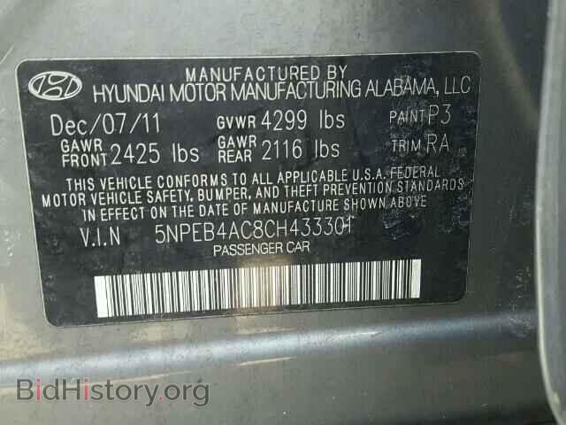 2012 HYUNDAI SONATA - VIN: 5NPEB4AC8CH433301 - Фото 10