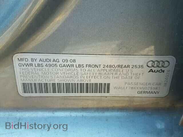 2009 AUDI A4 - VIN: WAULF78KX9N025981 - Фото 10