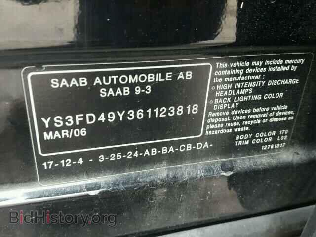 2006 SAAB 9-3 BASE - VIN: YS3FD49Y361123818 - Photo 10