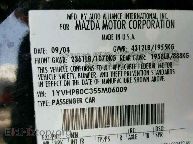 2005 MAZDA 6 - VIN: 1YVHP80C355M06009 - Photo 10