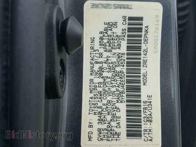 2013 TOYOTA COROLLA BA - VIN: 5YFBU4EE5DP145278 - Фото 10
