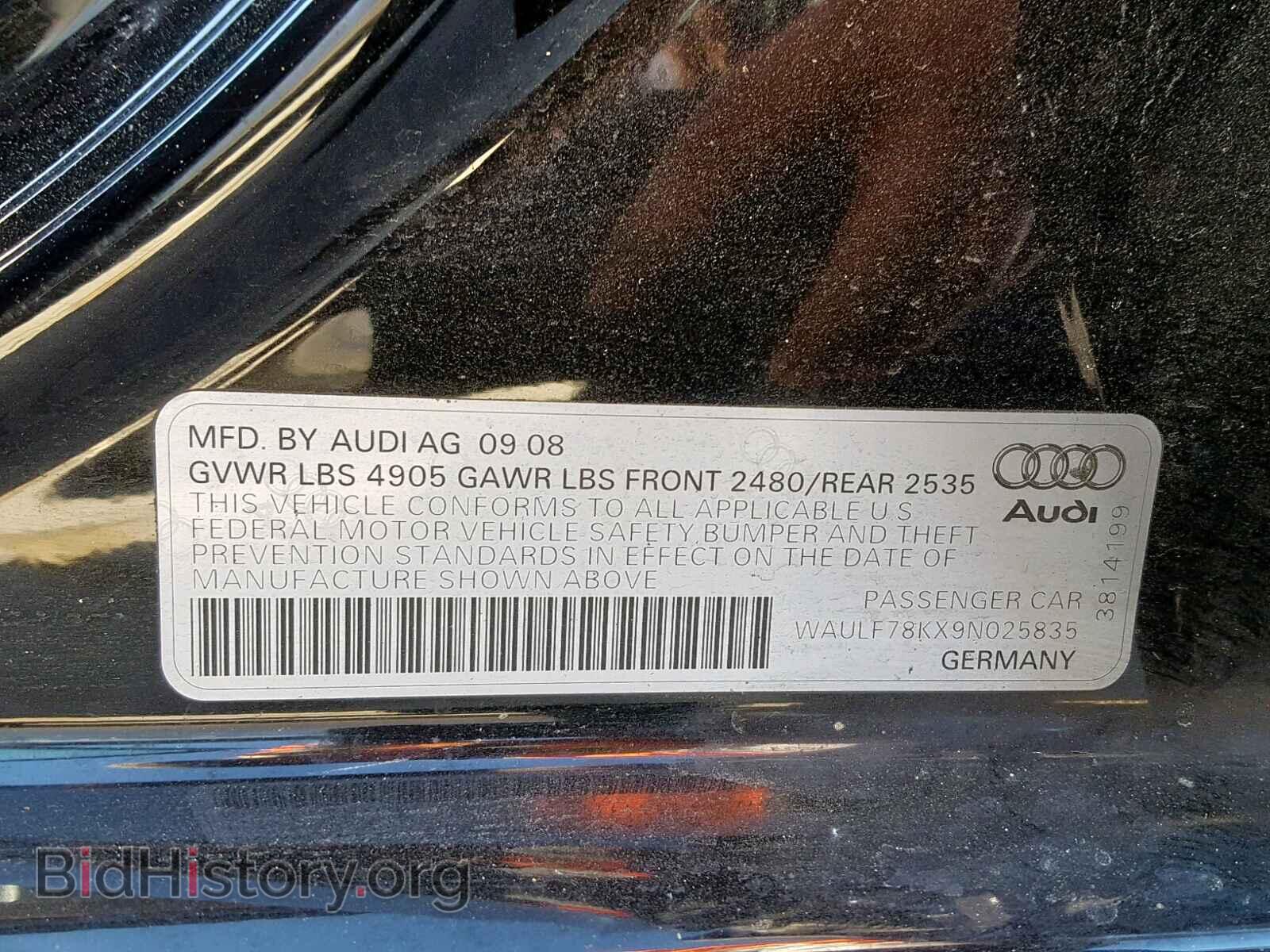 2009 AUDI A4 - VIN: WAULF78KX9N025835 - Фото 10