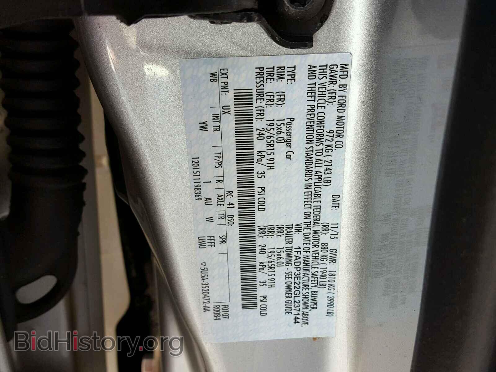 2016 FORD FOCUS - VIN: 1FADP3E22GL237144 - Фото 10