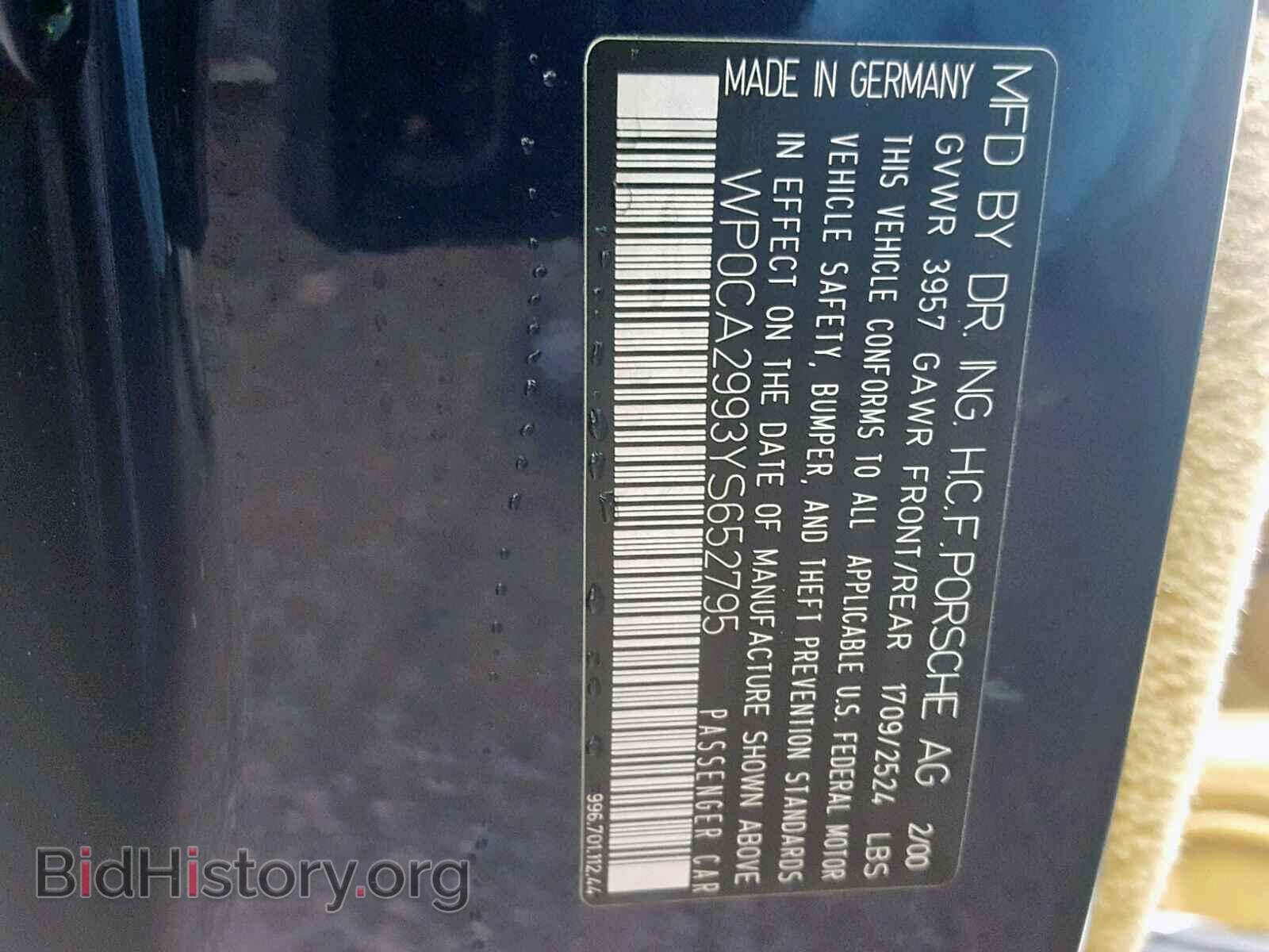 2000 PORSCHE 911 - VIN: WP0CA2993YS652795 - Фото 10