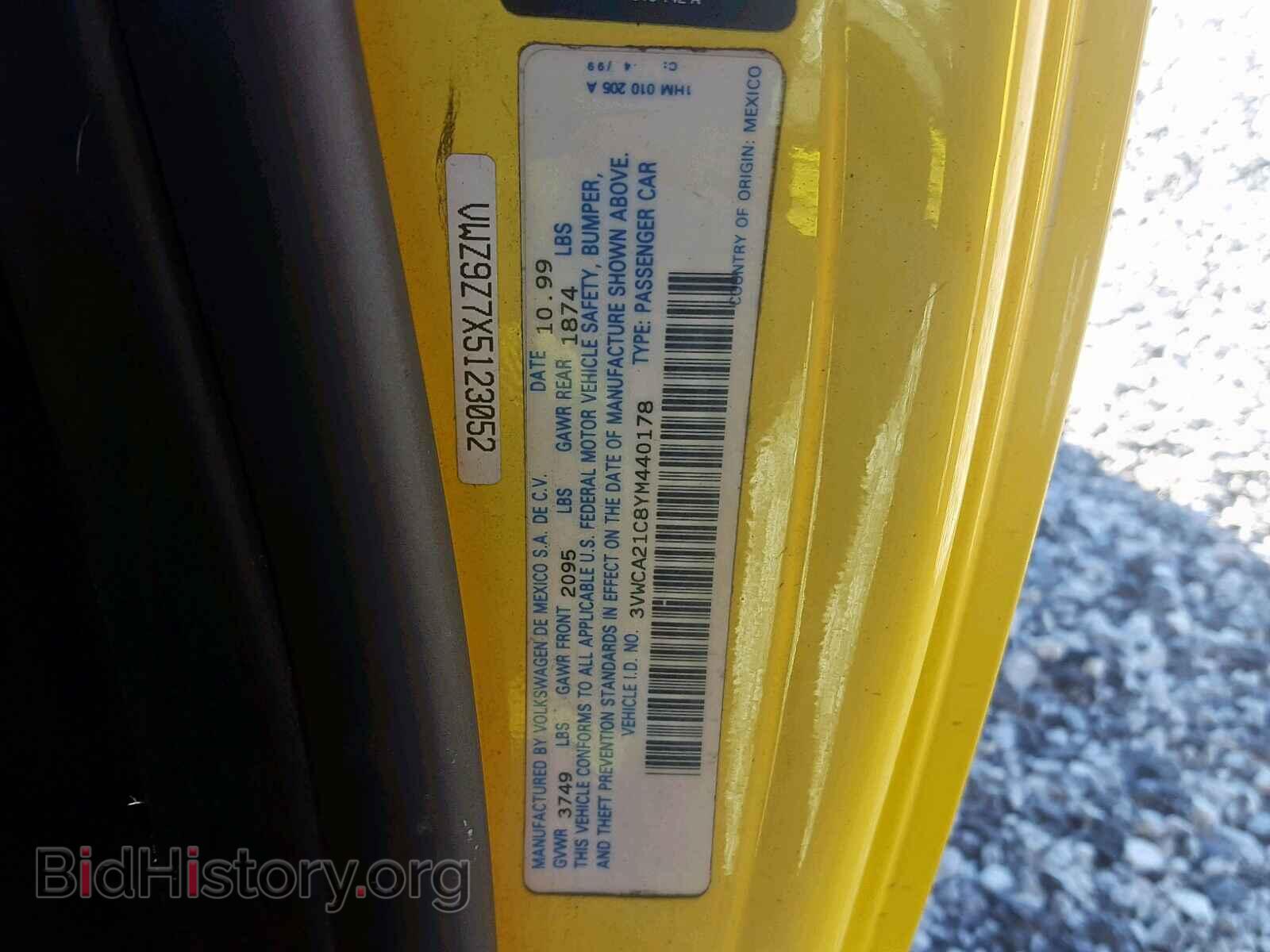 2000 VOLKSWAGEN BEETLE - VIN: 3VWCA21C8YM440178 - Фото 10