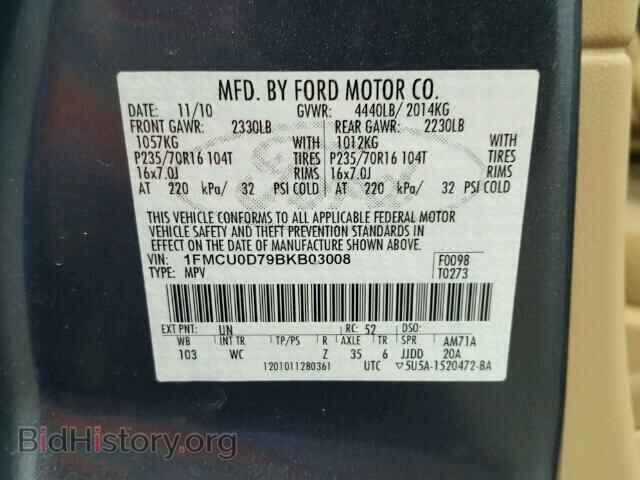 2011 FORD ESCAPE - VIN: 1FMCU0D79BKB03008 - Photo 10