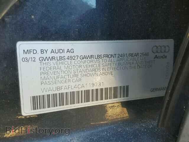 2012 AUDI A4 - VIN: WAUBFAFL4CA119731 - Фото 10