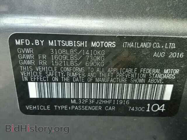 2017 MITSUBISHI MIRAGE - VIN: ML32F3FJ2HHF11916 - Фото 10