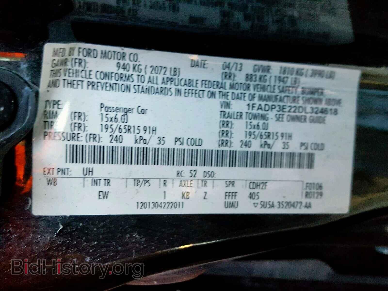 2013 FORD FOCUS - VIN: 1FADP3E22DL324618 - Фото 10