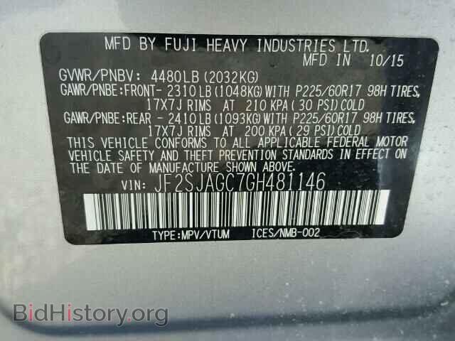 2016 SUBARU FORESTER - VIN: JF2SJAGC7GH481146 - Photo 10