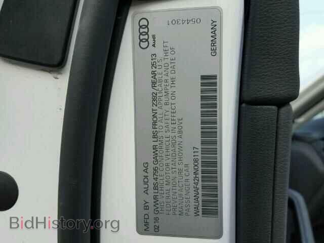 2017 AUDI A4 - VIN: WAUANAF42HN008117 - Фото 10