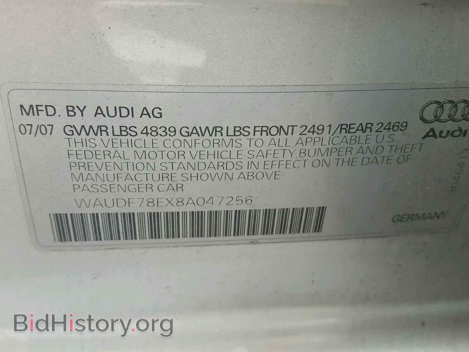 2008 AUDI A4 - VIN: WAUDF78EX8A047256 - Photo 10
