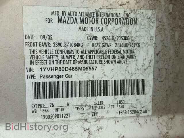 2006 MAZDA 6 - VIN: 1YVHP80D465M05557 - Photo 10