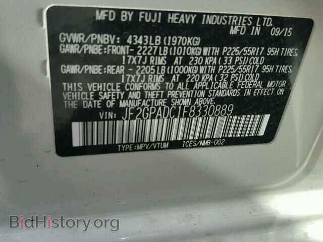 2015 SUBARU XV - VIN: JF2GPADC1F8330889 - Фото 10