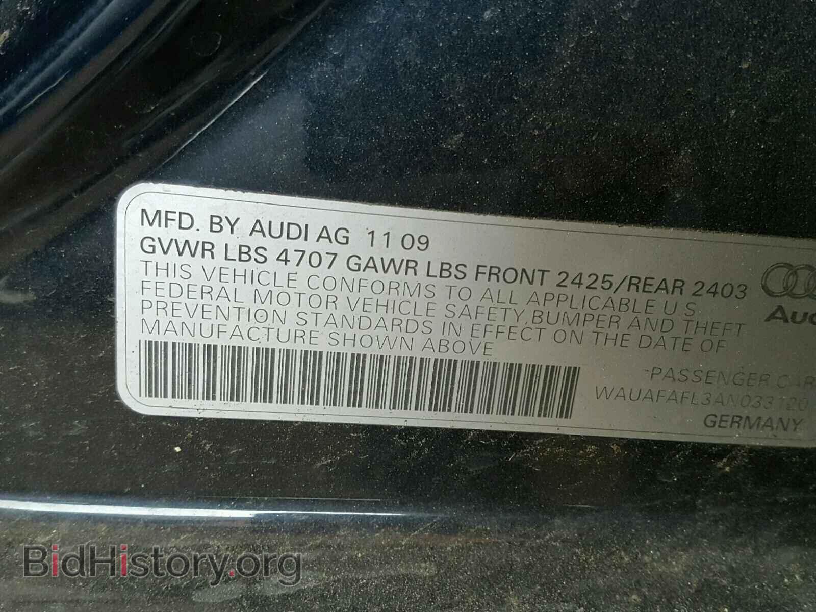 2010 AUDI A4 - VIN: WAUAFAFL3AN033120 - Фото 10