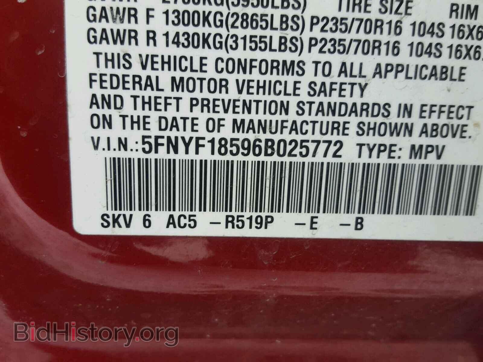 2006 HONDA PILOT - VIN: 5FNYF18596B025772 - Фото 10