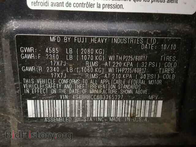 2011 SUBARU OUTBACK - VIN: 4S4BRBCC6B3365327 - Photo 10
