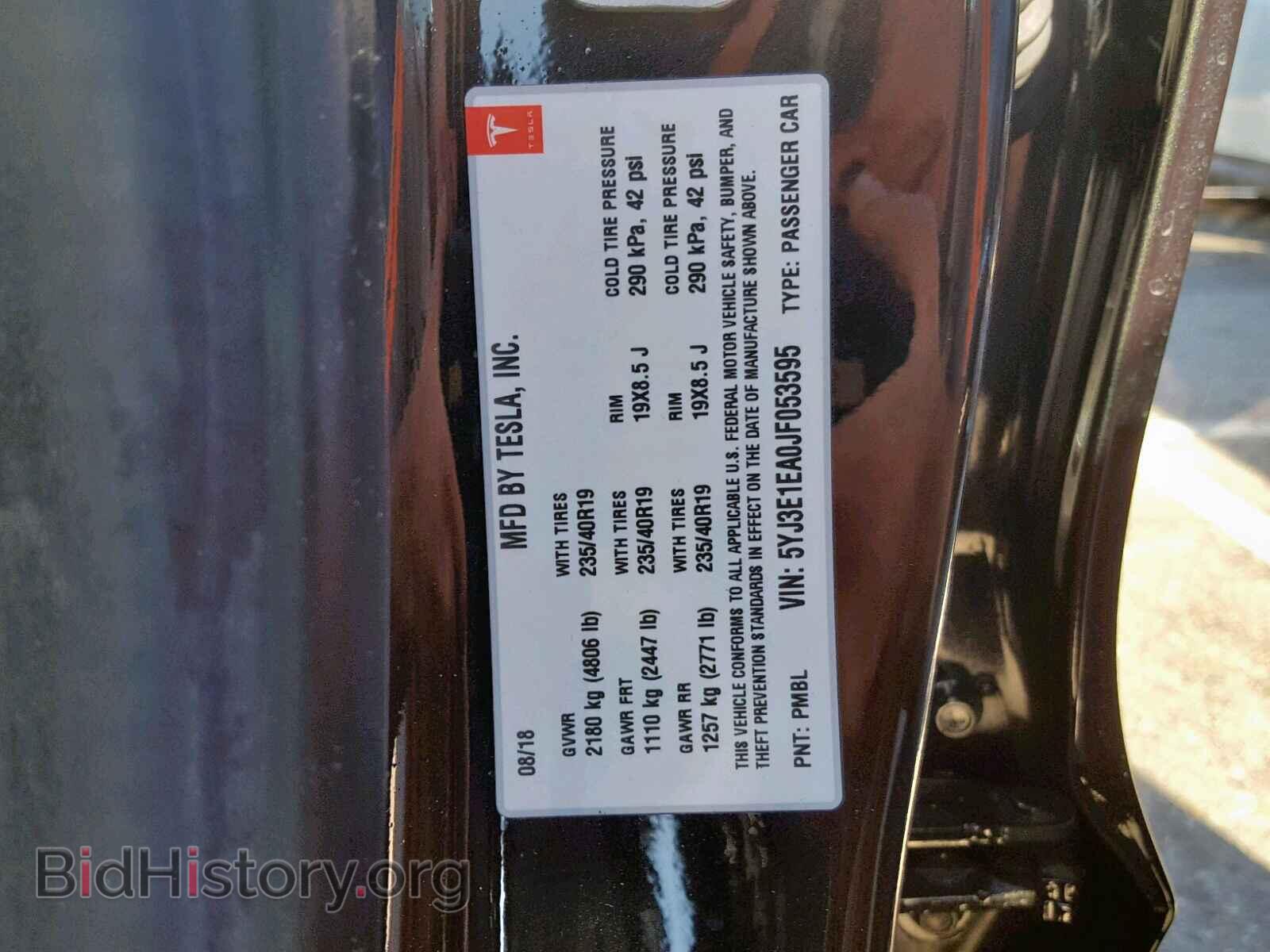 2018 TESLA MODEL 3 - VIN: 5YJ3E1EA0JF053595 - Фото 10