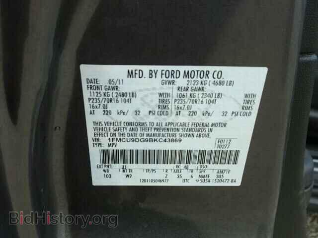 2011 FORD ESCAPE - VIN: 1FMCU9DG9BKC43869 - Фото 10