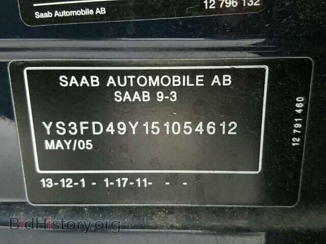 2005 SAAB 9 3 - VIN: YS3FD49Y151054612 - Фото 9