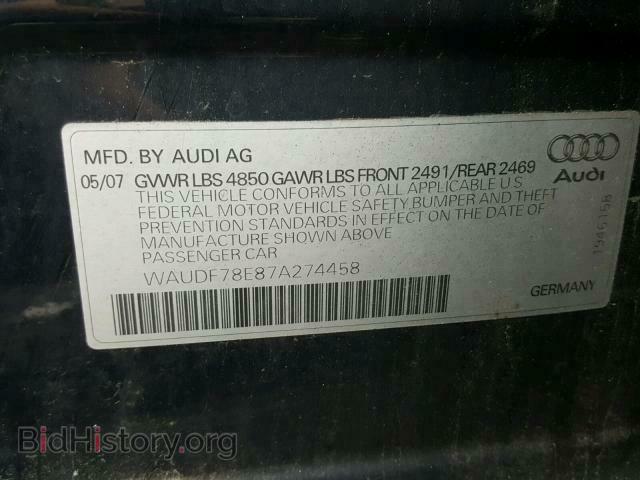 2007 AUDI A4 - VIN: WAUDF78E87A274458 - Photo 10