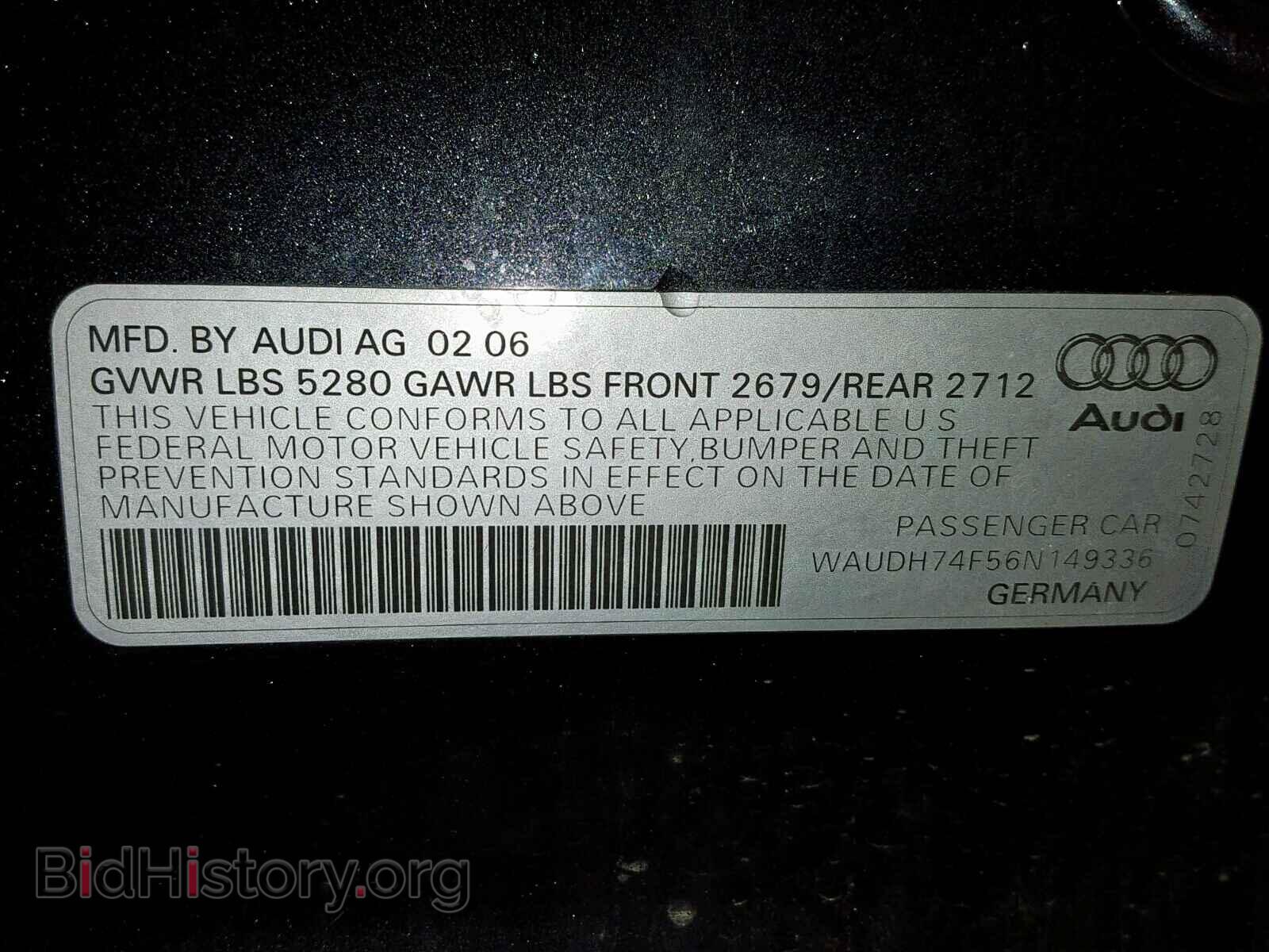 2006 AUDI A6 - VIN: WAUDH74F56N149336 - Фото 10