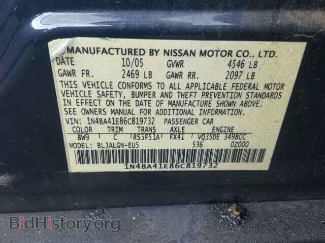 2006 NISSAN MAXIMA - VIN: 1N4BA41E86C819732 - Фото 10