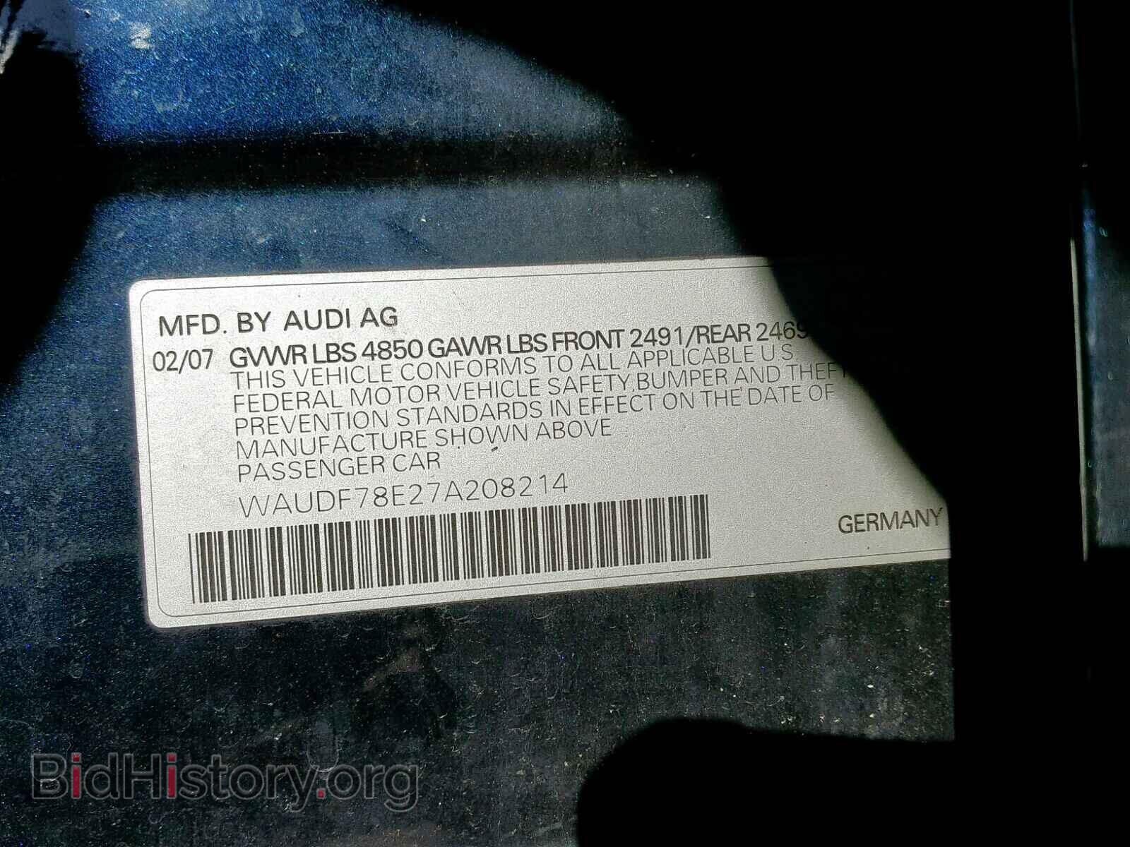 2007 AUDI A4 - VIN: WAUDF78E27A208214 - Photo 10