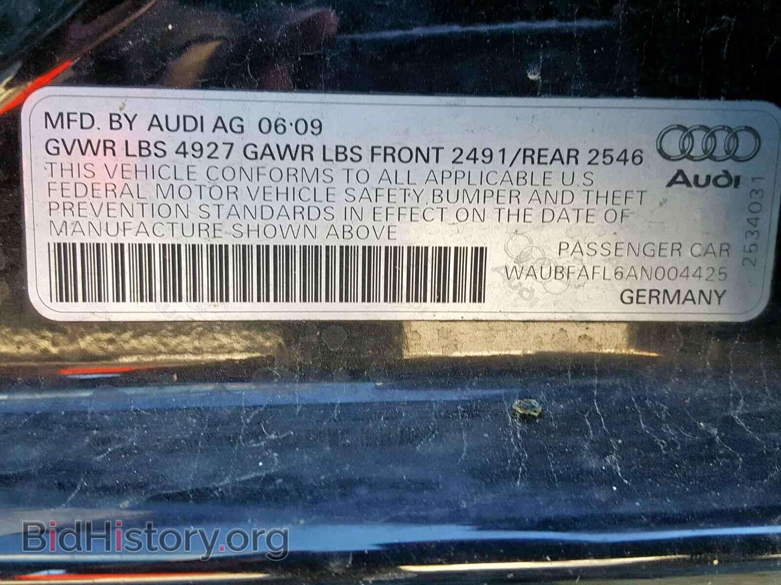 2010 AUDI A4 - VIN: WAUBFAFL6AN004425 - Фото 10