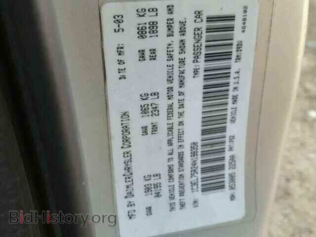 2004 CHRYSLER SEBRING - VIN: 1C3EL75R24N198350 - Фото 10