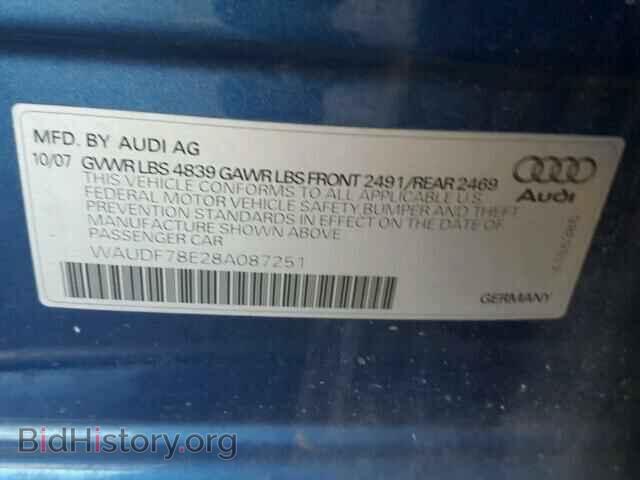 2008 AUDI A4 - VIN: WAUDF78E28A087251 - Фото 10