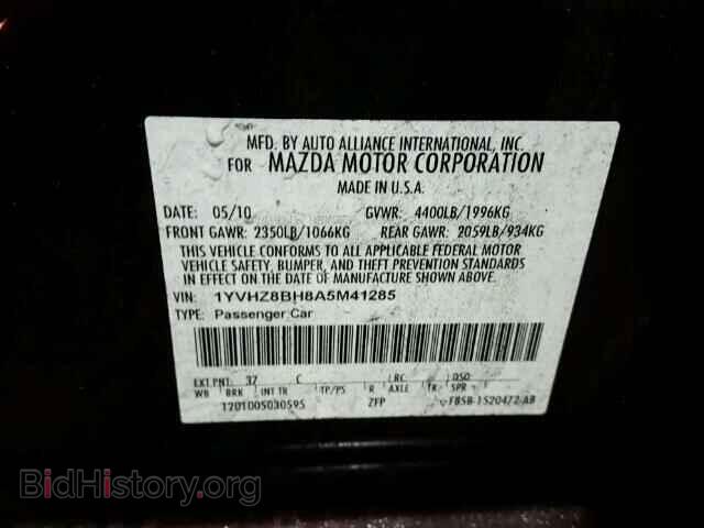 2010 MAZDA 6 - VIN: 1YVHZ8BH8A5M41285 - Фото 10