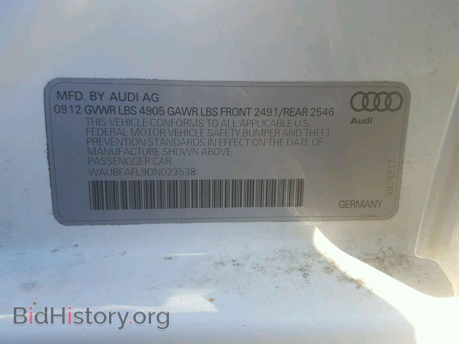 2013 AUDI A4 - VIN: WAUBFAFL9DN023538 - Фото 10