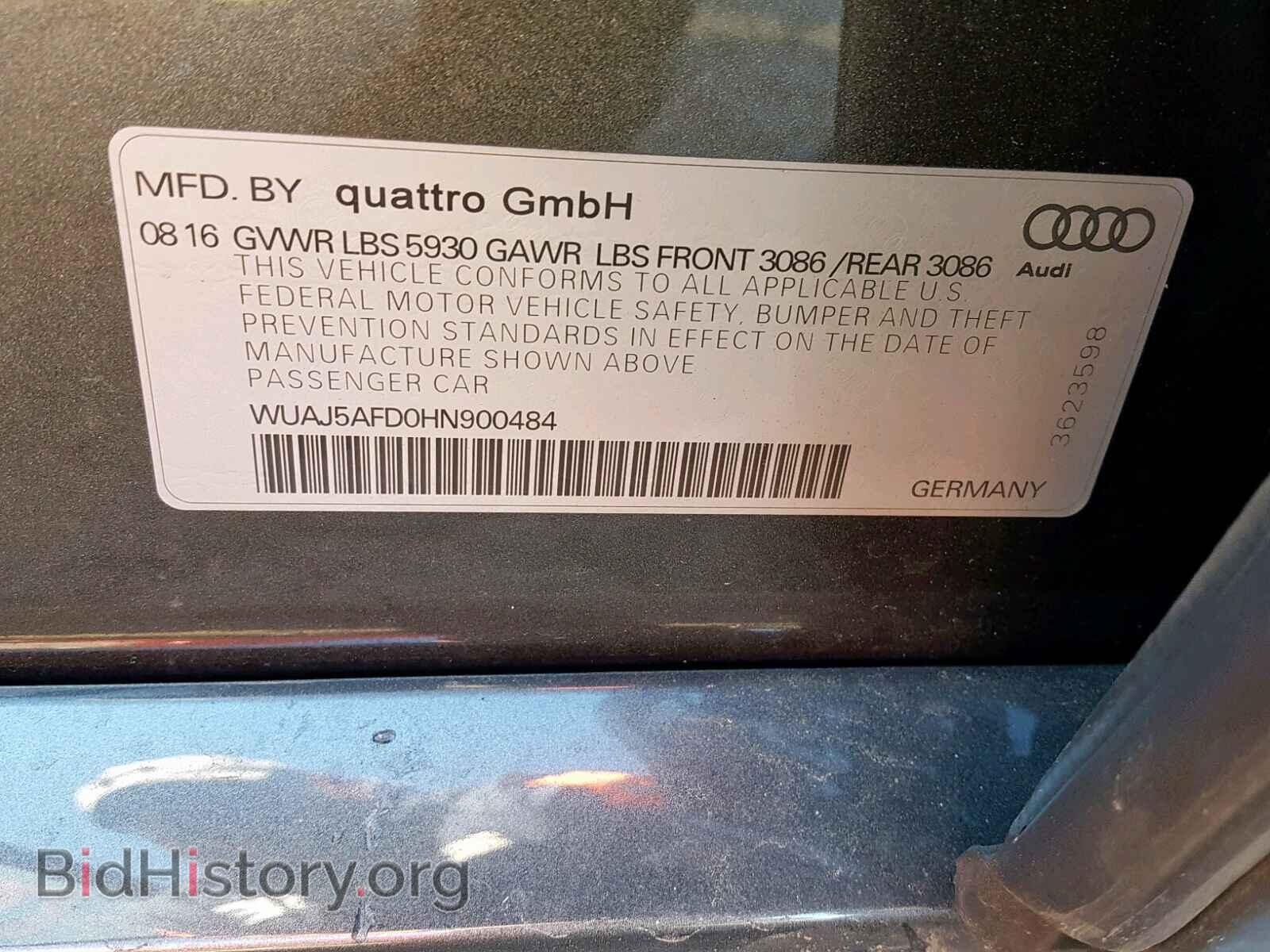 2017 AUDI S8 - VIN: WUAJ5AFD0HN900484 - Фото 10