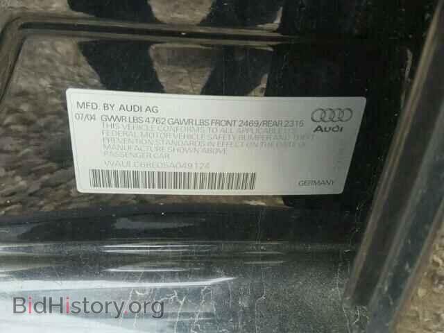 2005 AUDI A4 - VIN: WAULC68E05A049124 - Фото 10