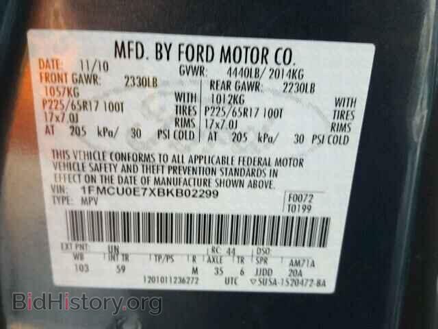 2011 FORD ESCAPE - VIN: 1FMCU0E7XBKB02299 - Фото 10