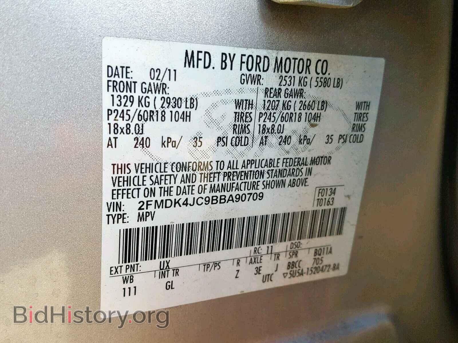 2011 FORD EDGE SEL - VIN: 2FMDK4JC9BBA90709 - Photo 10