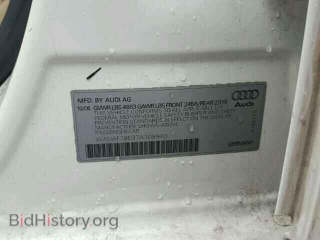 2007 AUDI A4 - VIN: WAUAF78E37A109940 - Фото 10