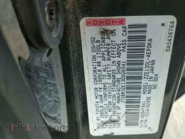 2003 TOYOTA COROLLA - VIN: JTDBR32E130026541 - Фото 10