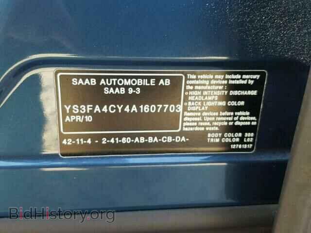 2010 SAAB 9 3 - VIN: YS3FA4CY4A1607703 - Фото 10