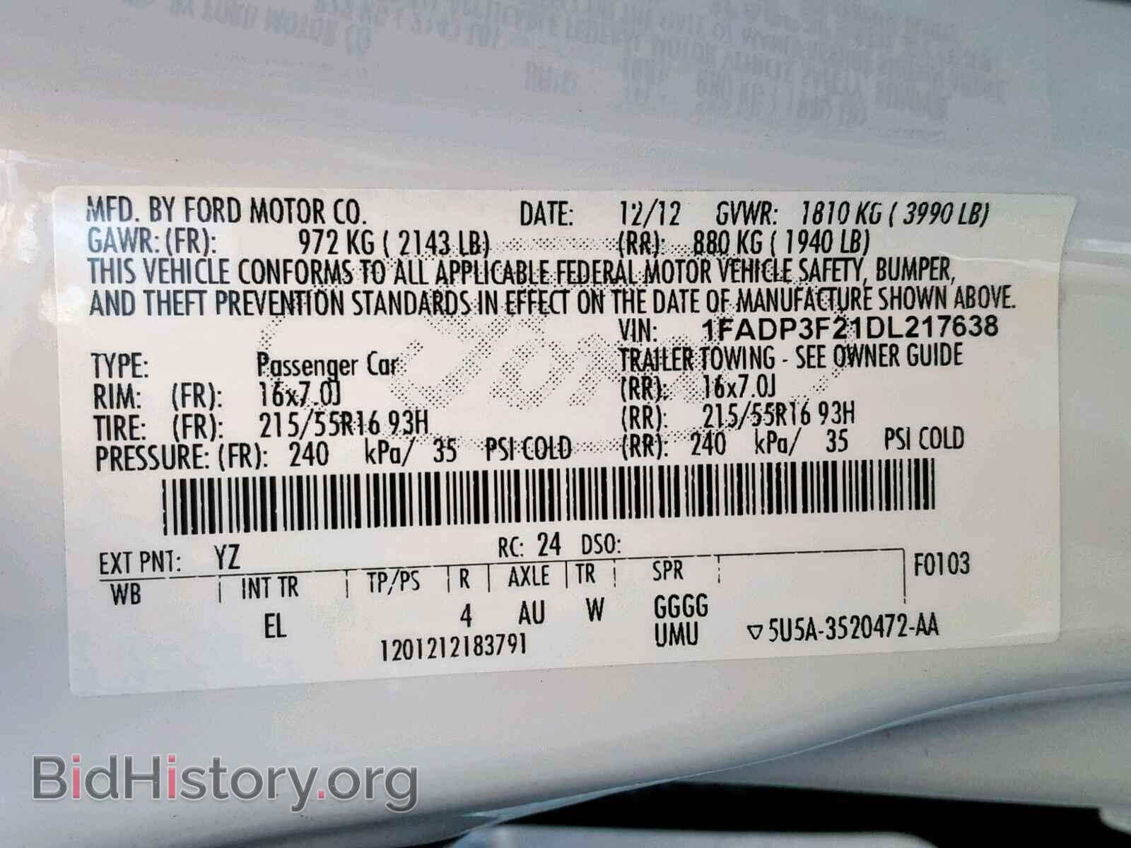 2013 FORD FOCUS SE - VIN: 1FADP3F21DL217638 - Фото 10
