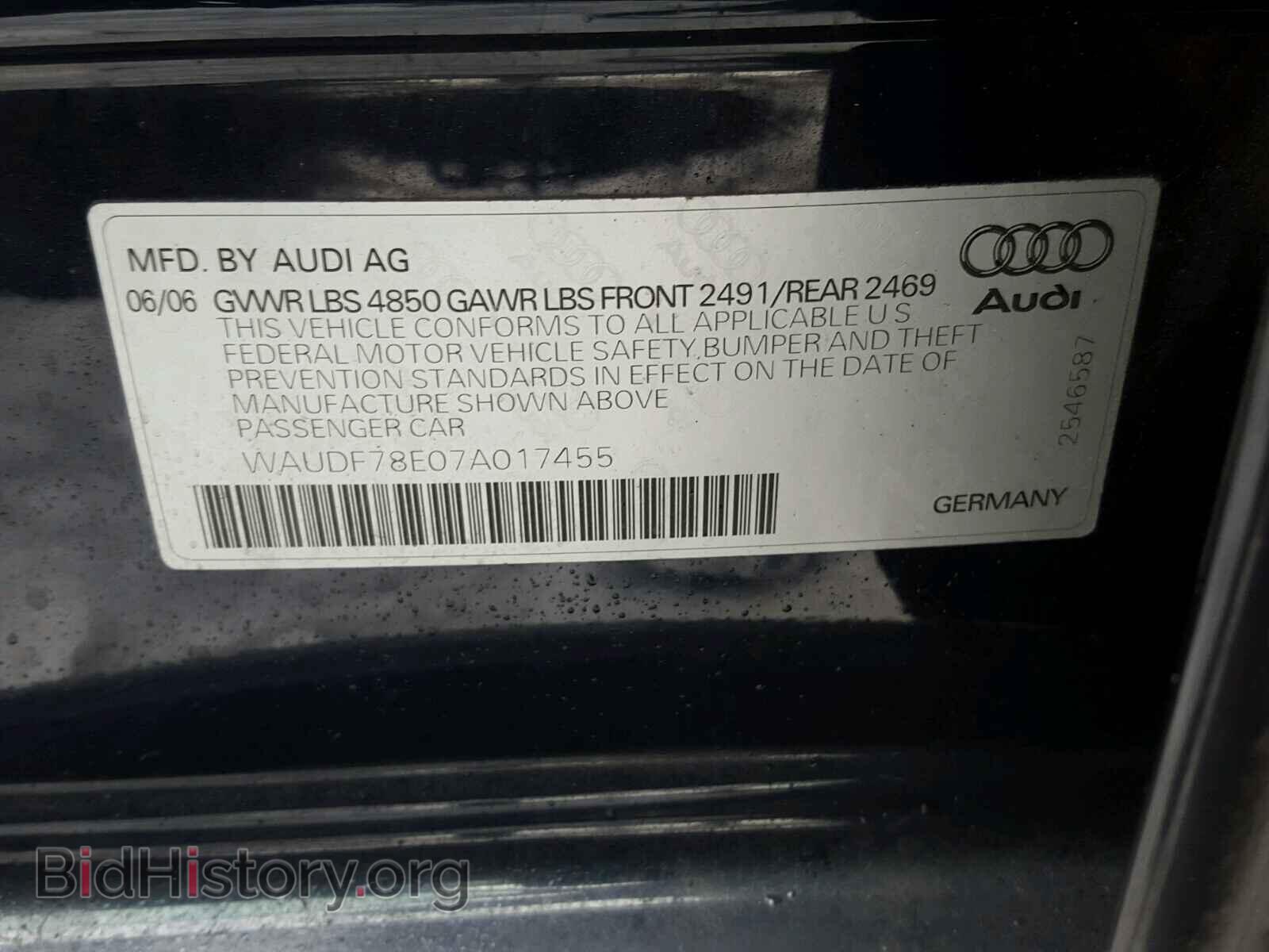 2007 AUDI A4 - VIN: WAUDF78E07A017455 - Фото 10