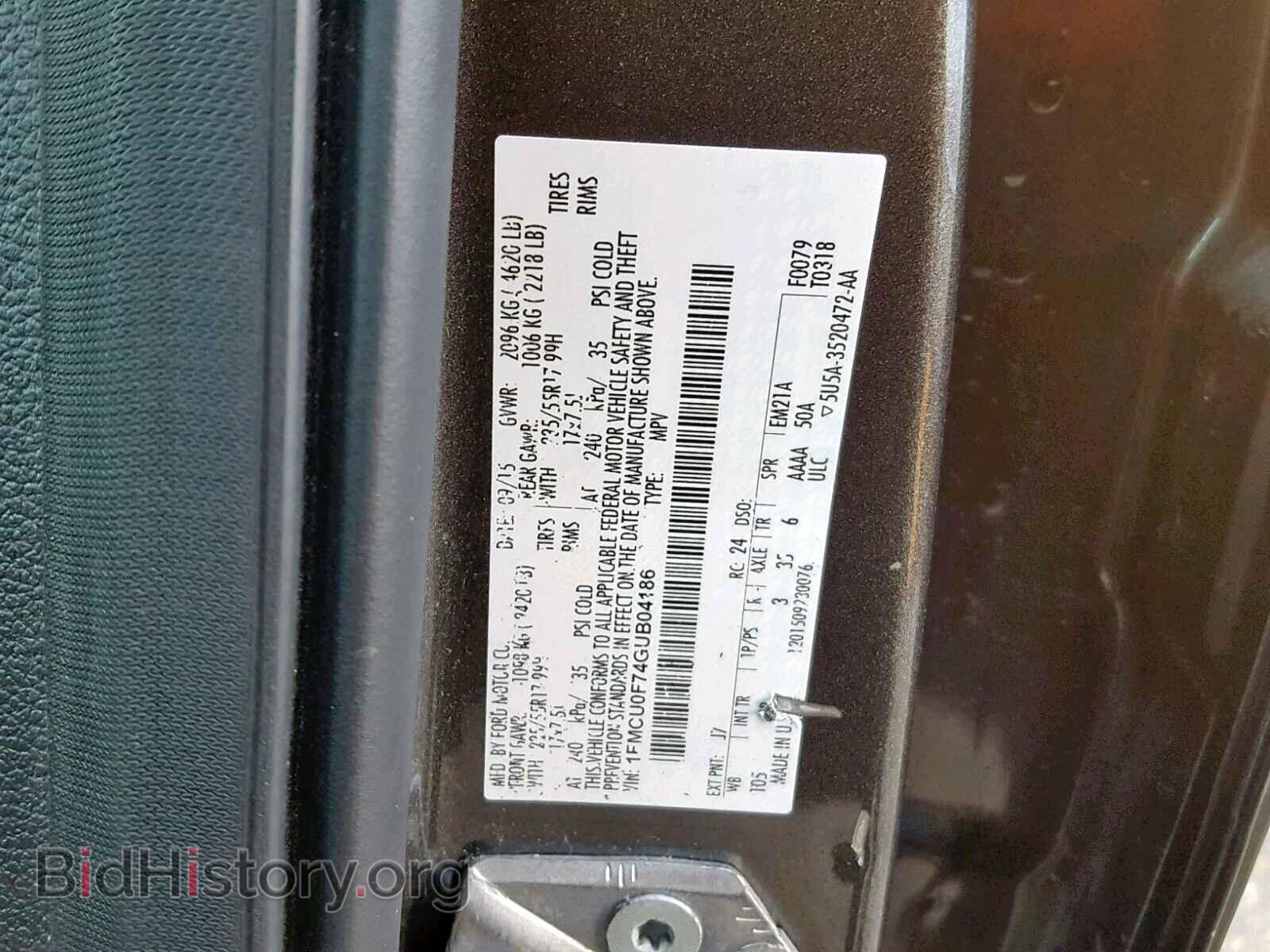 2016 FORD ESCAPE S - VIN: 1FMCU0F74GUB04186 - Фото 10