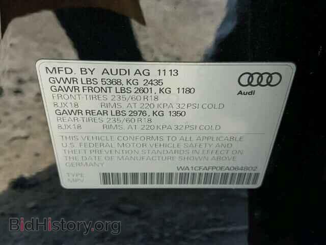 2014 AUDI Q5 - VIN: WA1CFAFP0EA064802 - Фото 10