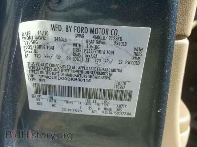 2011 FORD ESCAPE - VIN: 1FMCU9DG0BKB00115 - Фото 10