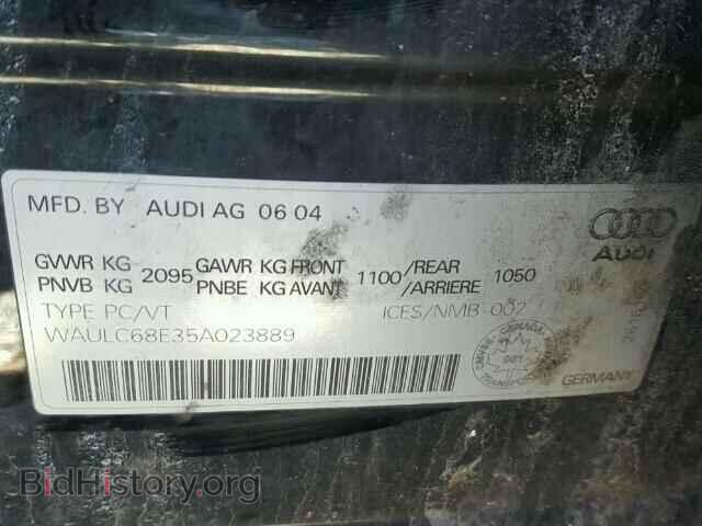 2005 AUDI A4 - VIN: WAULC68E35A023889 - Фото 10
