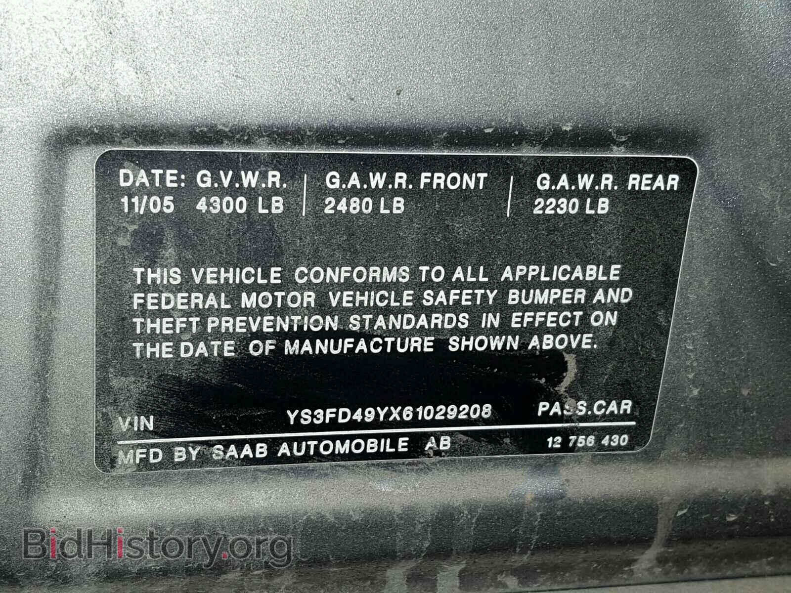 2006 SAAB 9-3 BASE - VIN: YS3FD49YX61029208 - Photo 10